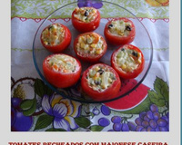 Tomates recheados com maionese caseira do Lúcio Cezar