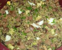 Baião de dois e ovo de galinha caipira