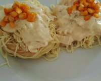 Massa ao molho branco de palmito