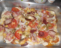 Pizza de pão fatiado