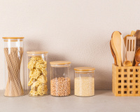 Organize sua cozinha com estilo minimalista: kit de potes de vidro com 34% OFF