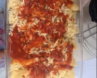 Panquecas de presunto e queijo com molho branco