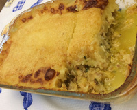 Bacalhau gratinado com purê de batatas