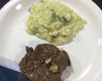 Risoto de queijo e alho poró