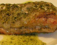 Lombo de porco com molho de hortelã