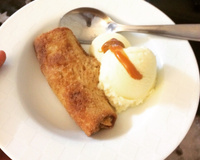 Rolinhos de banana com doce de leite