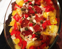 Salmão com tomate seco e alcaparras