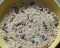 Risoto de coração de galinha