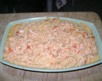 Macarrão com frango na panela de pressão
