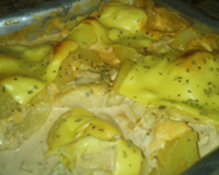 Frango gratinado com batatas