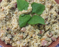 Risoto de espinafre com bacon