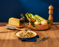 Risoto primavera com "arroz" de aveia