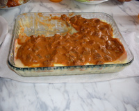 Purê de batatas com estrogonofe