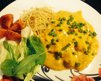 Frango com moranga na panela de pressão