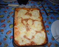 Gratinado de batata com presunto e queijo