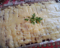 Arroz de forno com purê e carne moída