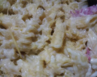 Macarrão ao molho branco com presunto e queijo