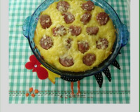 Purê de aipim com linguiça e queijo