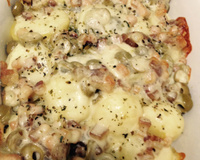 Batatas gratinadas com bacon