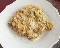 Risoto de abobrinha com linguiça defumada