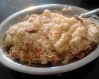 Arroz com bacon, calabresa e frango
