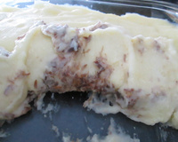 Escondidinho de carne de sol com batata e creme com requeijão.