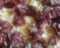 Arroz cremoso tropical com calabresa