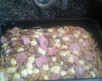 Macarrão com presunto e molho branco