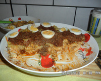 Macarrão com carne moída ao forno