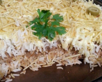 Escondidinho de atum e arroz integral