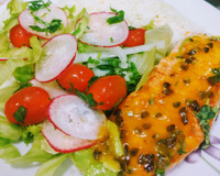 Salmão com molho de maracujá