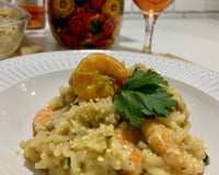 Risoto de Camarão e Gorgonzola no Pão Italiano - Risoto do Feu