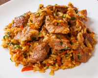Arroz carreteiro de carne fresca