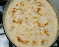 Legumes gratinados com creme de queijo