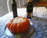 Abóbora recheada com carne seca