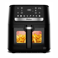 Air Fryer Philco 9.5L Visor Glass Redstone