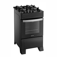 Fogão 4 Bocas Atlas Atenas Glass com Mesa de Vidro e Forno de 50 Litros Preto