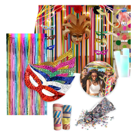Kit Carnaval Decoração Vitrine Cortina Confete Serpentina