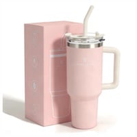 ROMANTIC CROWN Copo Térmico Portátil com Tampa e Canudo Garrafa Térmica Inoxidável