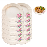 12 Pratos Fundo Melamina Decorado Floral 23cm Mesa Posta