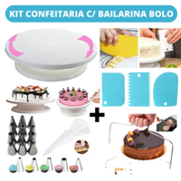 Kit Confeitaria Profissional Bailarina Giratória Raspadores Nivelador de Bolo Bico de confeitar