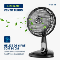 Ventilador de Mesa Mondial 220V, 30cm, 6 pás, Turbo – VT-30-NB