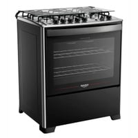 Fogão 5 Bocas Dako Magister com Mesa de Inox e Grill com Tripla Chama Preto