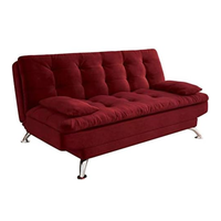 Sofá-Cama Casal 3 Lugares Premium Suede Vermelho