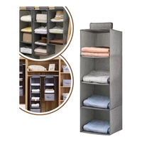 Prateleira Organizador Armário Suspenso Dobrável 4 Nichos Cinza-escuro