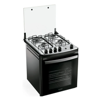 Fogão 4 Bocas de Embutir Dako Supreme com Mesa De Inox Mega Chama e Forno Preto Bivolt