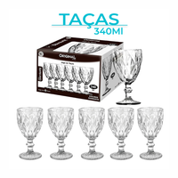Jogo Taças Vidro Diamond Bico Jaca Abacaxi