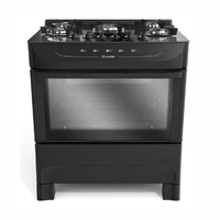 Fogão Mueller Preto 5 Bocas com Mesa de Vidro