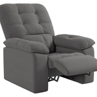 Poltrona Do Papai Reclinável Suede Veludo Estoril Cinza