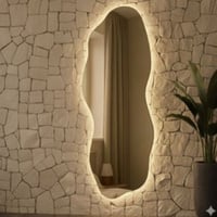 Espelho grande corpo inteiro orgânico com LED